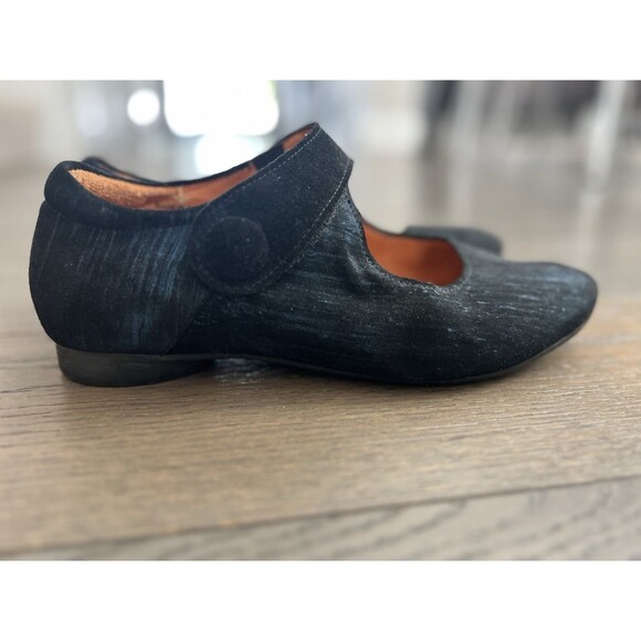 Think! Mary Jane Shoes Women Size 40/10 Black & Blue Suede Round Toe Slip On - Picture 9 of 9